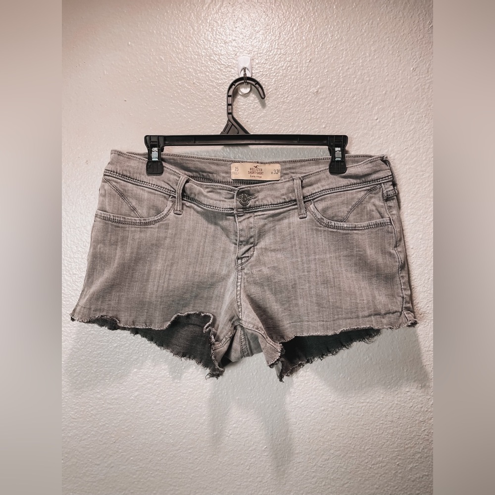 Hollister Grey distressed jean shorts